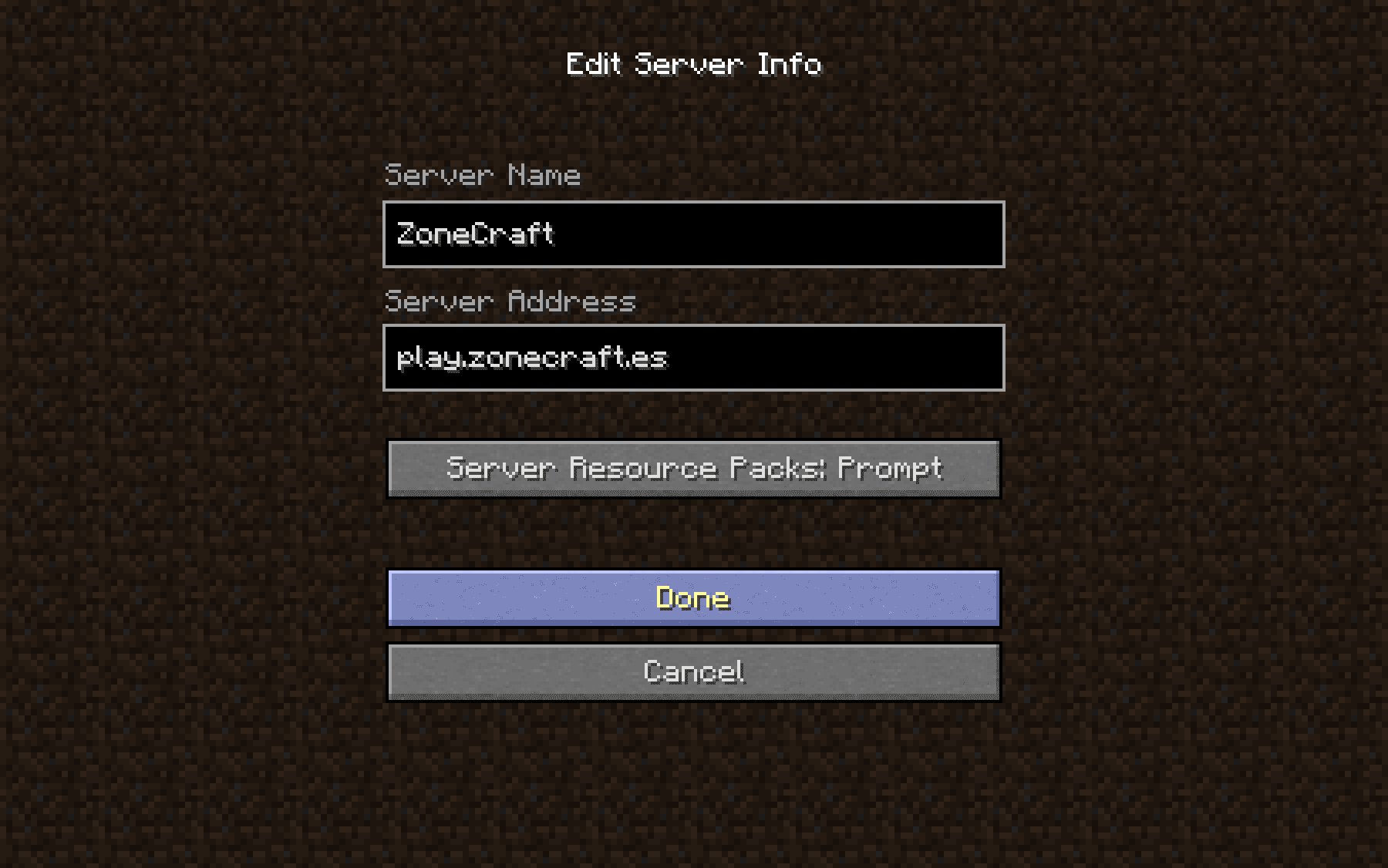 Add server Menu