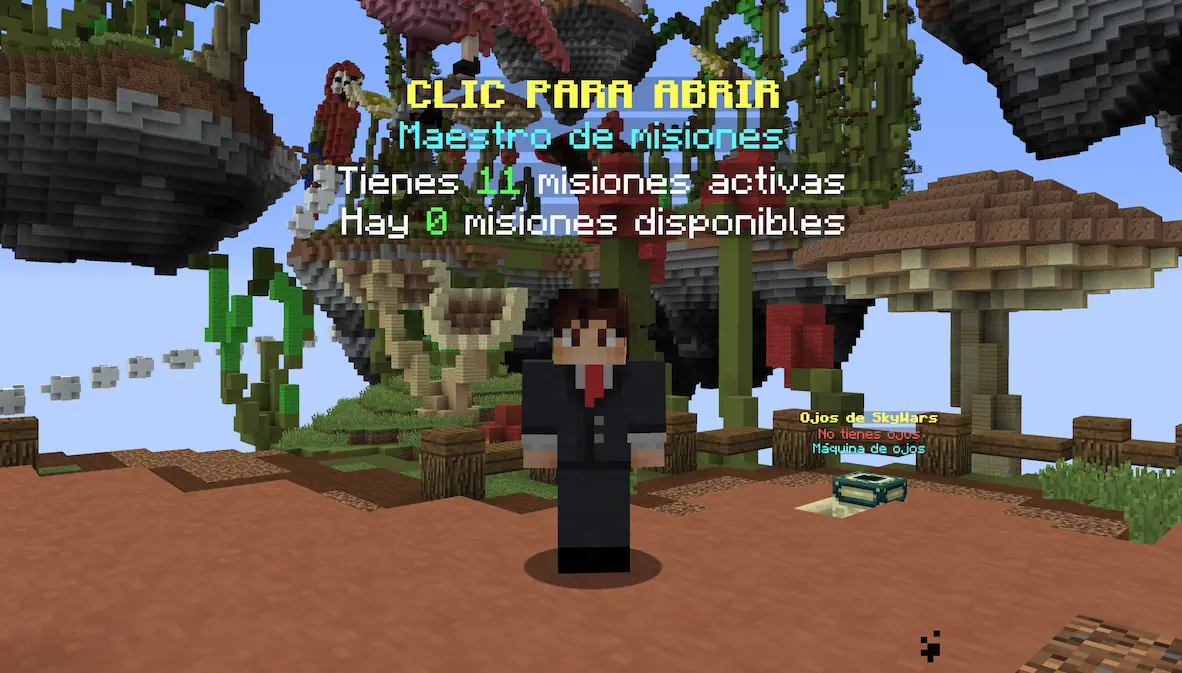 El NPC de misiones en el lobby de SkyWars